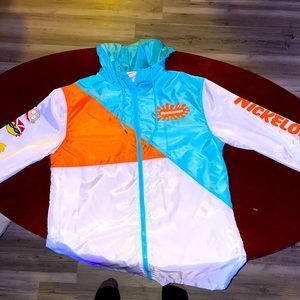 Nickelodeon Mens SZ S 90’s Cartoon Windbreaker Jacket Retro Rugrats Vintage Look